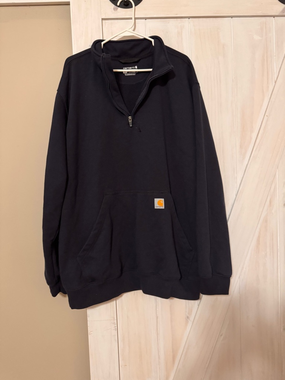 Carhartt Men’s Black Quarter-Zip Sweatshirt with Logo Patch